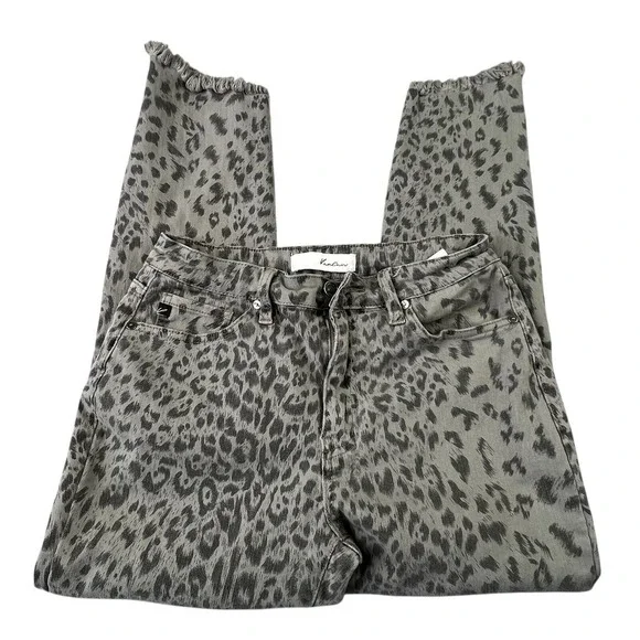 KanCan Womens Skinny Jeans Size 9 28 Gray Animal Print Raw Hem Ankle‎ Stretch - Picture 2 of 9